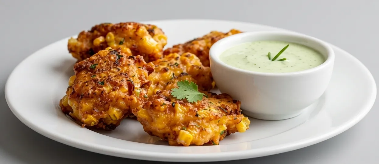 Corn and Jalapeño Fritters at 5 O’clock Cafe And Lounge, Calgary NE — vegan and gluten-free
